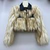Women's Short Real Raccoon Wool Coat Sheepskin Square Collar Youthful Slim Fur Striped Coat for Women