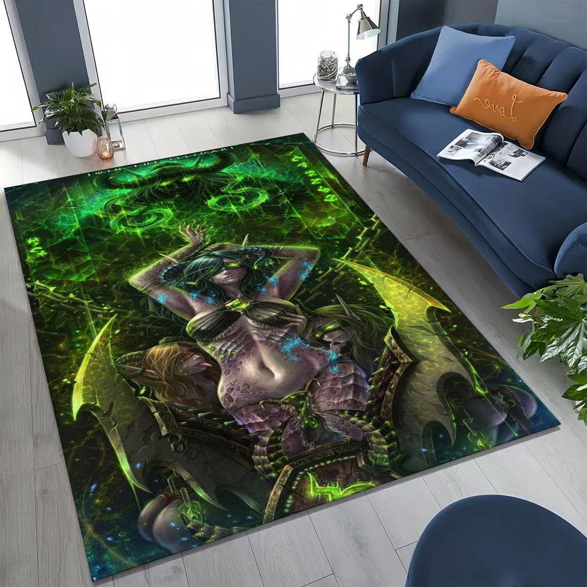 

WOW World of Warcraft Артас Демон Іллідан Сильванас Килим для Спальні Вітальні Дивана Будинку Килимок для Вхідних Дверей Декор, Дитячий Нековзкий Килимок для Підлоги 40x60cm( 15x23in )
