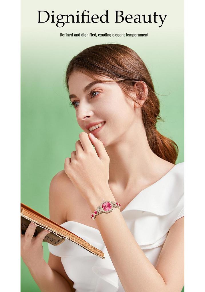Mokago Women's Quartz Alloy Temperament Watch with Full Diamond Crown and Bracelet - Waterproof Light Luxury