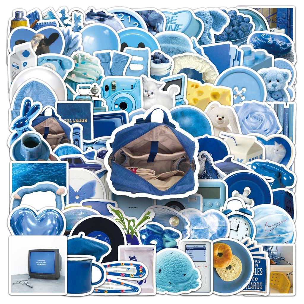 100 Blue Ins Style Graffiti Personalized Small Freshman Account Guka DIY Mobile Phone Case Suitcase Stickers Waterproof