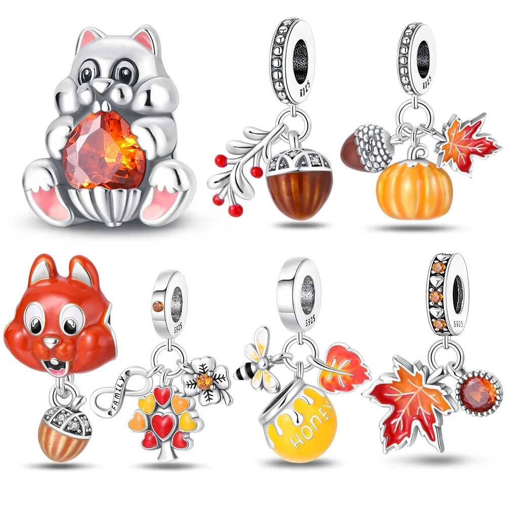 Copperpendant Autumn Style Series Pine Cone Squirrel Tree Of Life Fit Women'S Bracelet Making Jewelry Gift