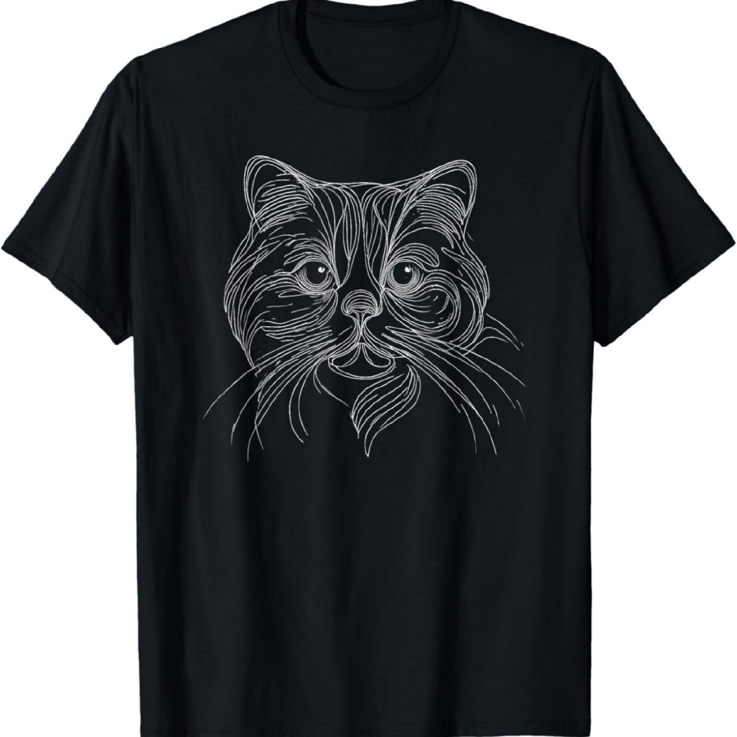 Футболка с линейным рисунком Йоркского шоколадного кота S