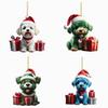 Christmas Dog Car Hanging Ornament Acrylic Cartoon Decor For Auto Interior Enhancement
