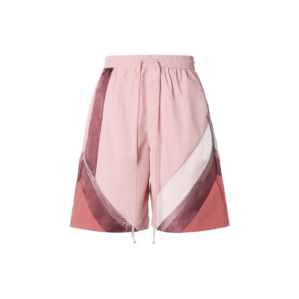 Adidas Originals Trefoil Striped Colorblock Drawstring Straight-Leg Casual Shorts Unisex Bottoms Pink HT0088