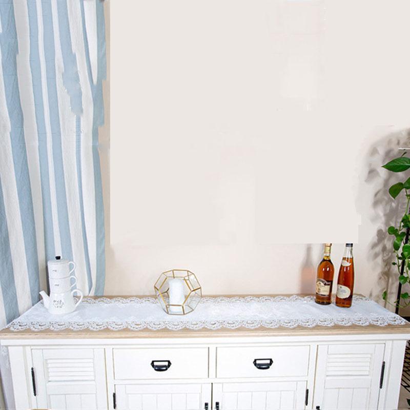 European Style Embroidery Table Runner Solid Color Household Jacquard Cabinet Cover Cloth Satin Lace Fabric Coffee Table Runner