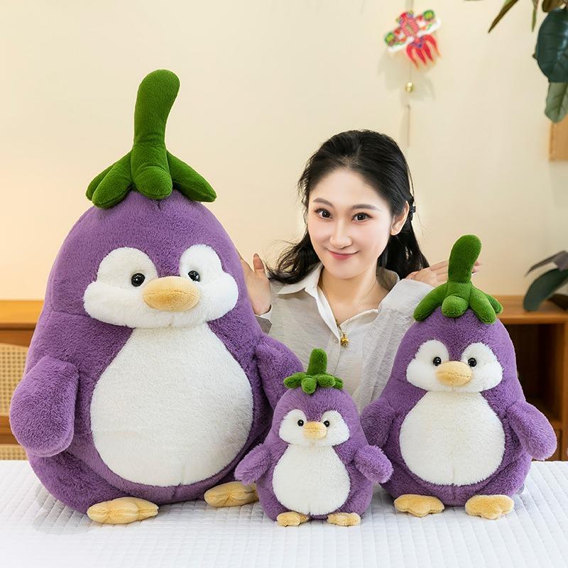 28/42cm Creative Cute Penguin Plush Toy Transformed Eggplant Doll Soft Stuffed Animal Gift For Girls Kids Birthday Home Decor
