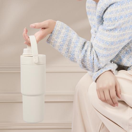 Insulated Vacuum Flask Travel Bottle with Straw Large Capacity BPA Free Food