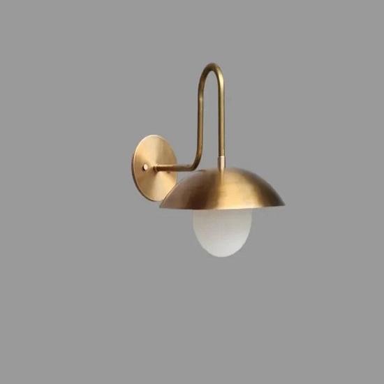 Gooseneck Brass Wall Sconce with Globe — Curved‑Arm Indoor/Outdoor Light Fixture