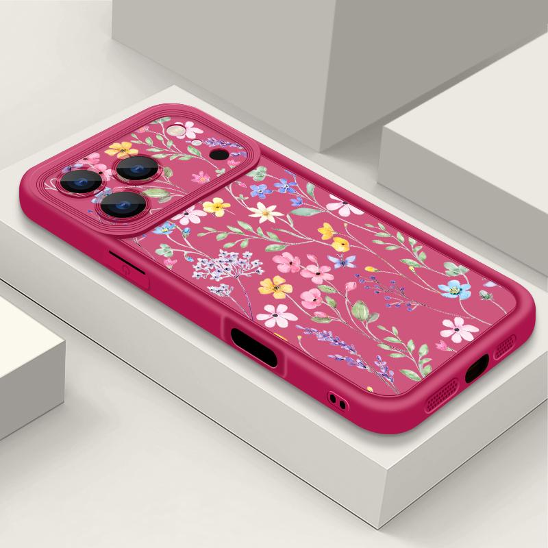 Flowers Leaves Print Case For iPhone 17 Pro Max Case iPhone 16 15 14 13 Pro Max 11 17e 16e Shockproof Bumper Soft Silicone Phone Cover Cases