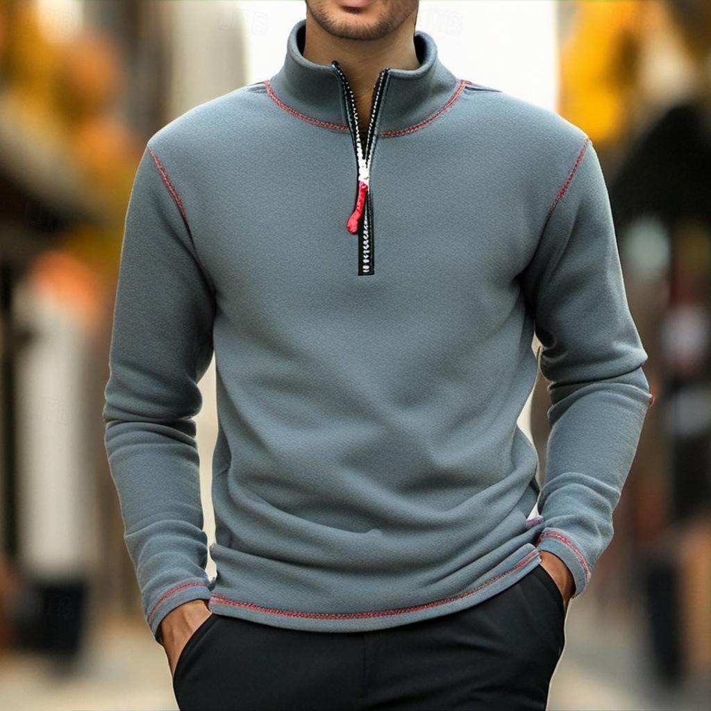 Men's Mock Neck Quarter Zip Sweatshirt Fleece Stand Collar Winter Warm Pullover Casual Polo Golf Shirt Long Sleeve Turtleneck Sweatshirts for Men
