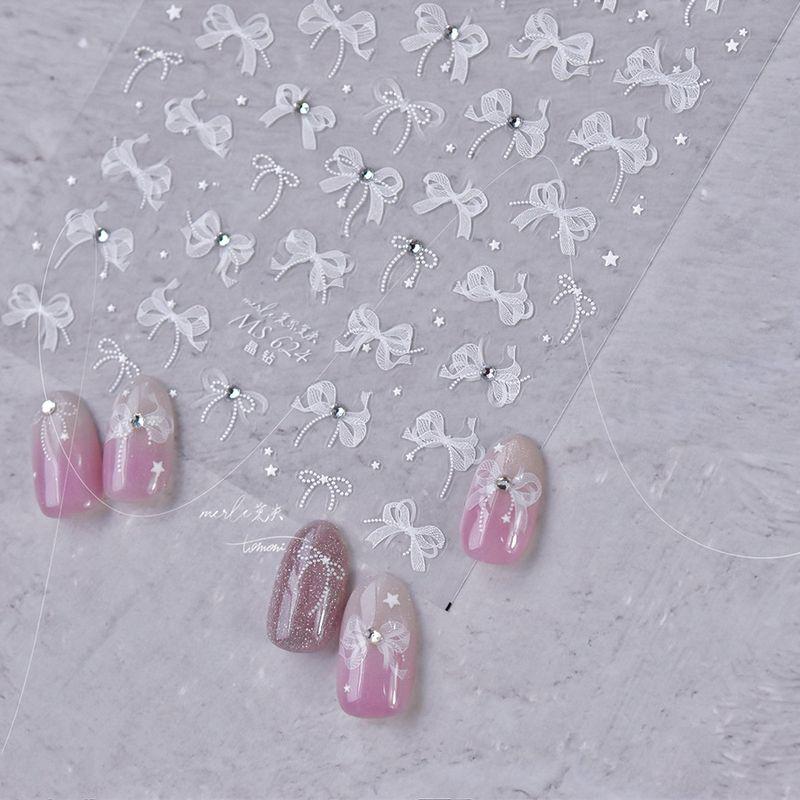 

Pearl Lace Bows Nail Art Sticker Relief Three-Dimensional Internet Hot Gentle Ballet Nail Nail Decals Decoration Diamond Bows-MS624