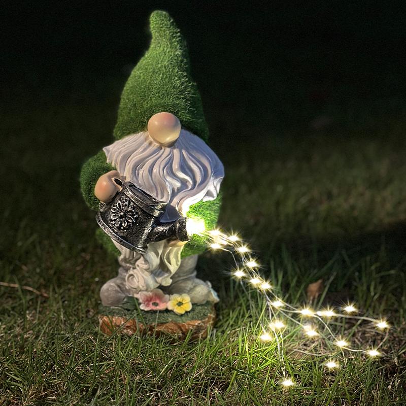 Solcellsträdgårdstomte Vattningskanna Staty Ljus Nyckfull Trädgårdsstaty Dekor För Utomhus Gård Trädgård Gräsmatta Landskapsdekor