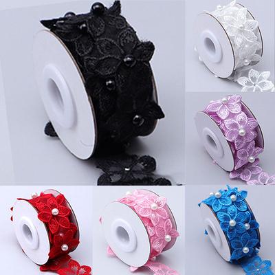 1 Roll Flower Clothing Sewing DIY Wedding Dress Pearl Embroidered Ribbon Lace