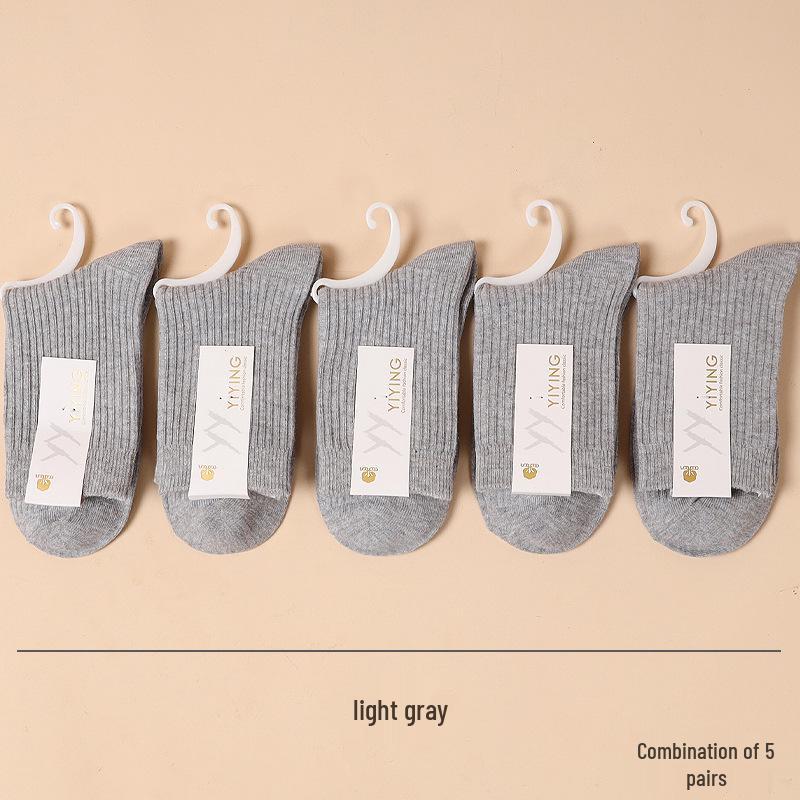 Women's Candy Color Vertical Striped Mid-Calf Socks: 100% Pure Cotton, Sweat-Absorbent and Odor-Resistant, Ideal for Spring and Autumn