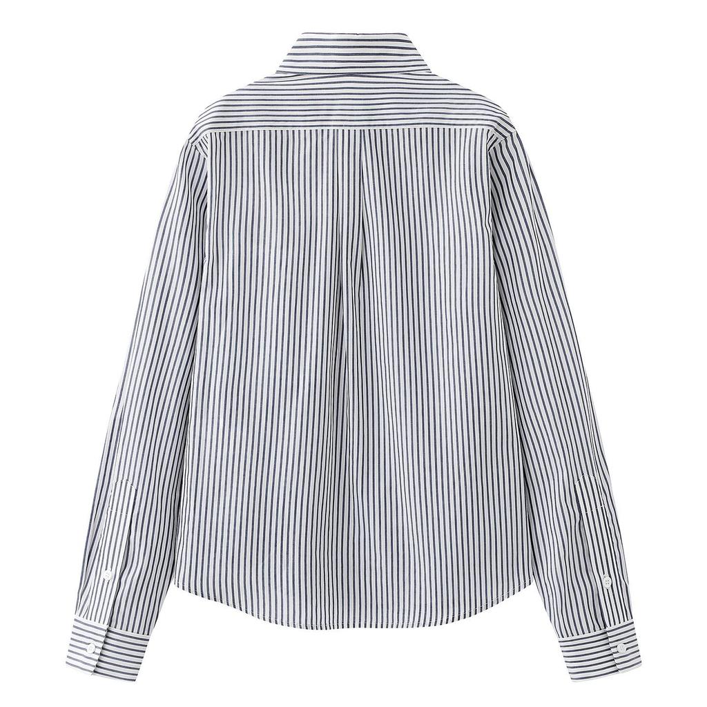 In Stock Spring 2026 Women's Casual Cartoon Print Striped Lapel Shirt, Versatile & Loose, Style 3K1CB09.