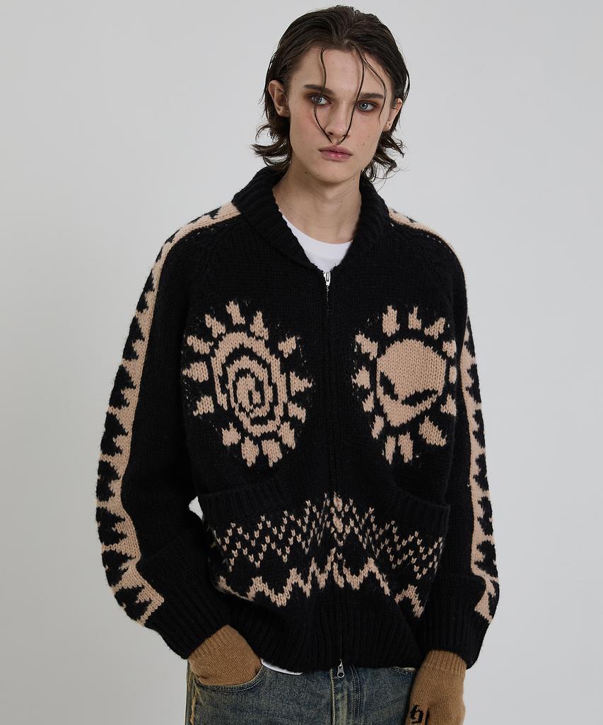 Hoodhood Alien Nordic Zip-Up Cardigan Black