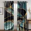 Luxury Marble Pattern Curtains Black Gold Abstract Print Drapes Modern Living Room Bedroom Decor Curtains 2 Panels Set