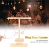 Adjustable String Hook and Ring Game Set Handheld Table Top Games Wooden Ring Toss Game  Outdoor