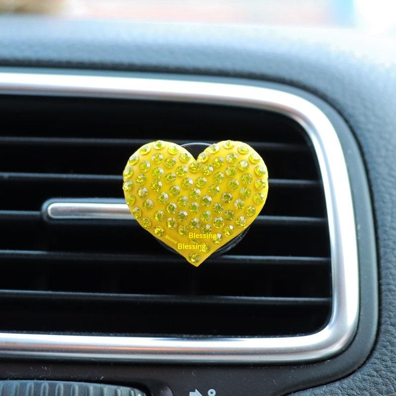 2Pcs/Set Heart-Shaped Car Air Outlet Perfume Clip Rhinestone Car Air Conditioning Air Outlet Perfume Decoration Clip Car Auto Ac