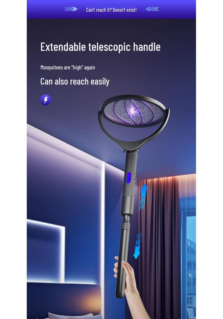 Rechargeable Electric Mosquito Swatter & Killer Lamp: Retractable, Extendable, USB-Powered for Household Use