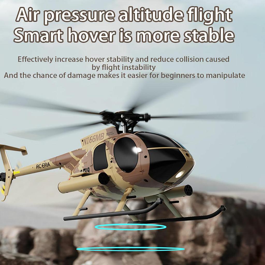 Remote Control Helicopter, 2.4G 4CH UAV 1:28 Fixed Height Single Blade Flybarless Remote Control Helicopter RTF with Optical Localization - Camou