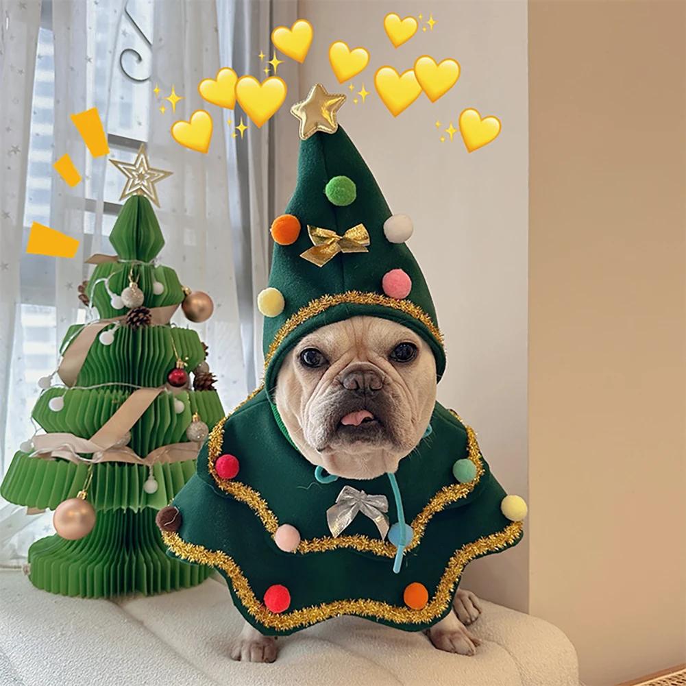 2025 Christmas Pet Clothes Christmas Tree Pet Cape Shawl Dog Transformed Into Holiday Gifts Ropa Para Perro Puppy Clothes