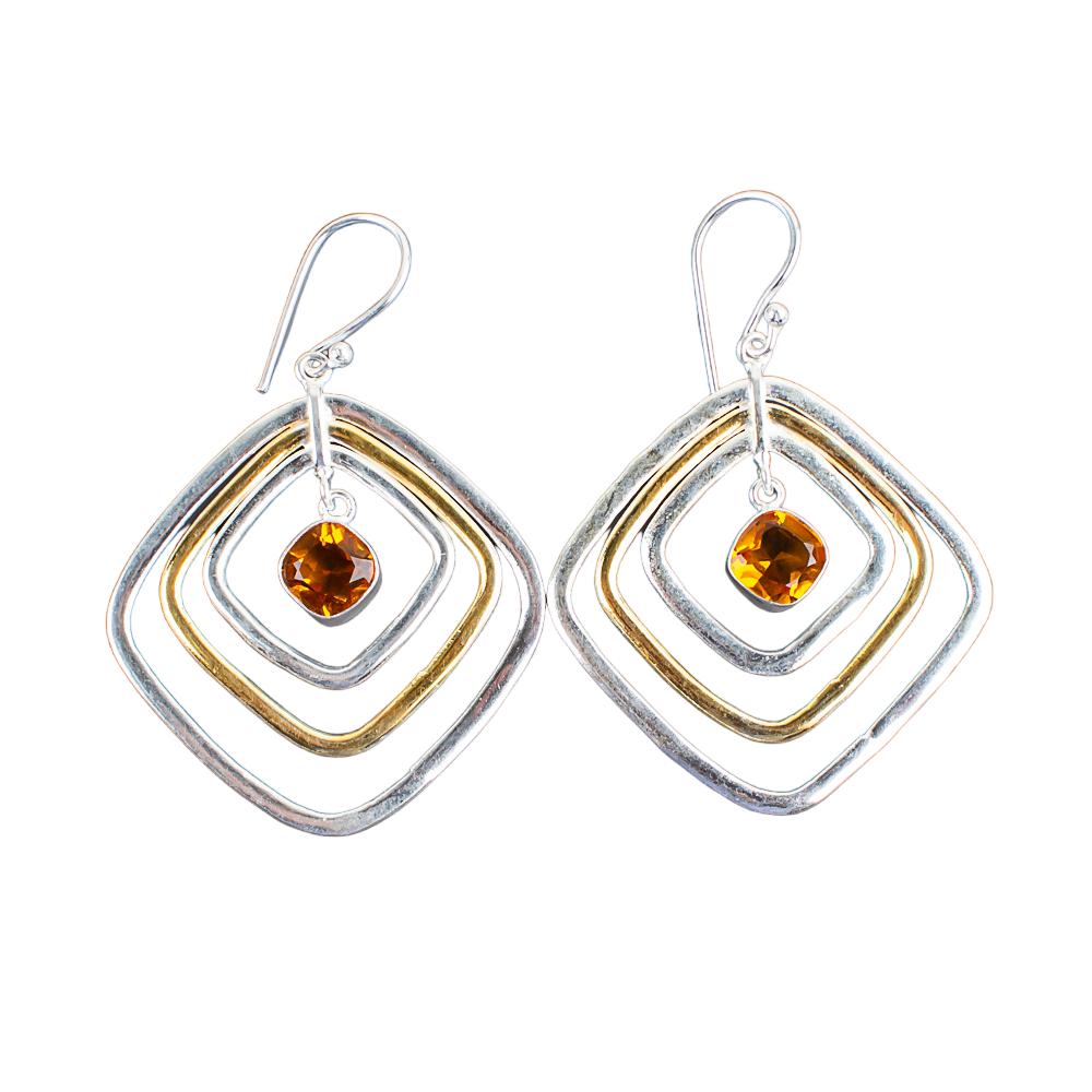 Citrine Gemstone 925 Sterling Silver Handmade Jewelry Drop/Dangle Earrings 2.44" EE-70-6