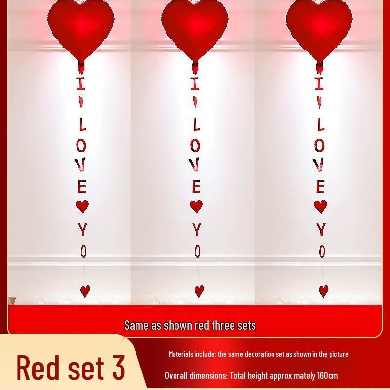 Honeymoon Love Heart Balloon Ceiling Set for Wedding and Bedroom Decor