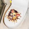 Self Adhesive Mouse Stickers for Toilet 3D Cartoon Sticker, Waterproof PVC Wall Decal, Removable Funny Bathroom Murals Stickers, Lid And Tiles