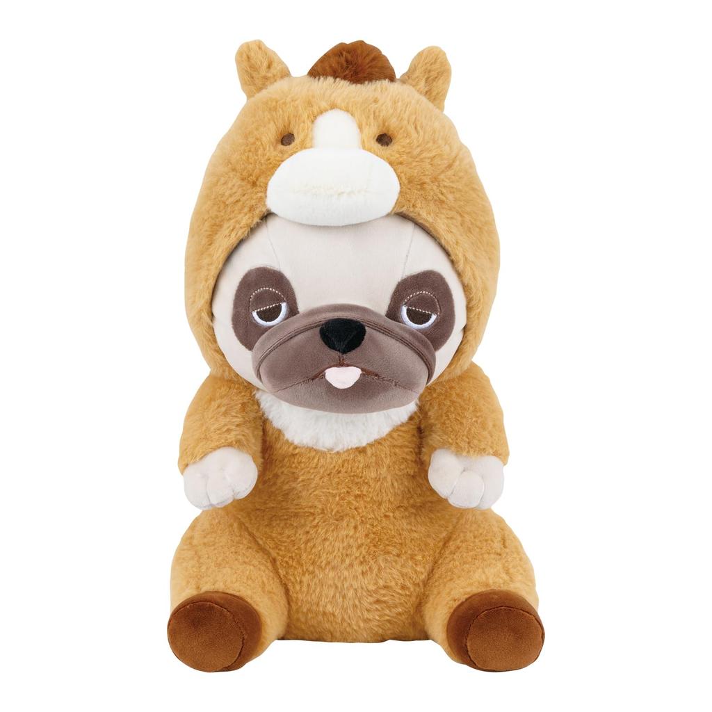 Livheart Hooded Sitting Body Pillow, Medium, Premium Sleepy Animals Hana the Pug (Total Length: Approx. 31cm), Horse, Zodiac Plush Toy, 37029-32
