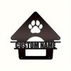 Customizable Black Metal Dog House Sign Personalized Pet Name Plaque Paw Cutout Wall Art Home Housewarming Gift