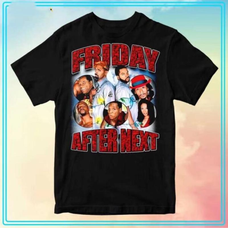 

Movie after Friday 2002 SpringSummer Tshirt Retro Black Shirt with Red Breathable Round Neck This Weekend M
