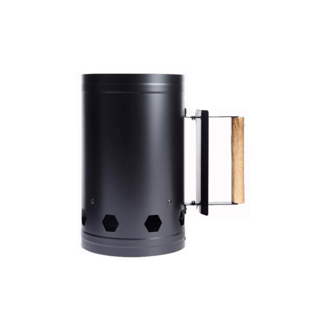 

With Handle BBQ Carbon Barrel Heat-resistant Ventilation Opening Camping BBQ Coal Lighter Can Stainless Steel чёрный