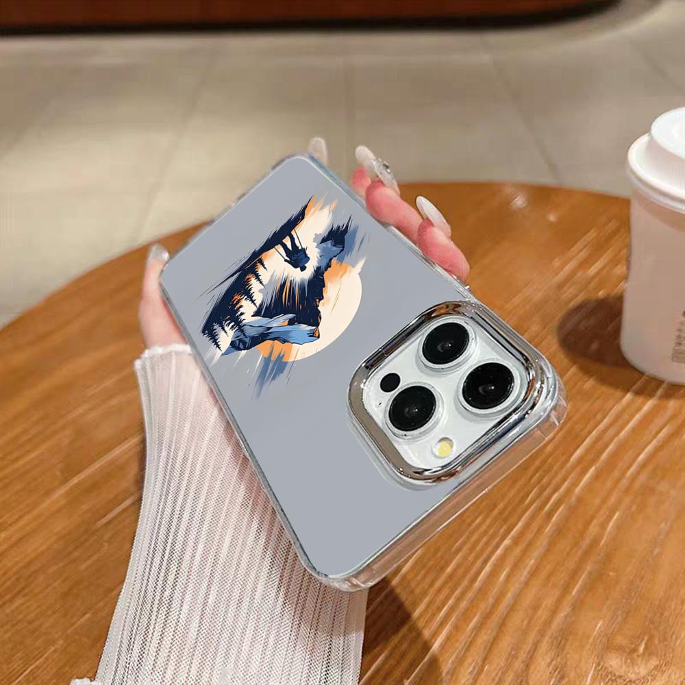 Nature Outdoor Camping Phone Case For Iphone 17 16 15 14 13 12 11 Pro Max Xr Air Plus Silicone Cover Silver Hard Shell Cover