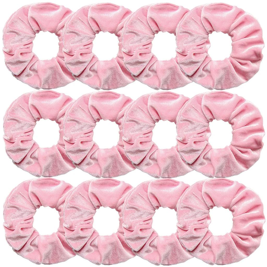 12pcs Vintage Women Pink Velvet Scrunchies Baby Girls Headwear White Black Blue Green Elastic Hair Bands Kids Hair Accessories