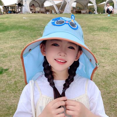 Summer Children's Hats Male and Female Babies Outdoor Breathable Sunscreen Sun Hat Cute Rabbit Big Brim Shawl Bucket Hat