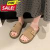 Fashion Suede Leather Women's Flat Slippers Fashion Buckle Belt Non-Slip Sandals Large Size Woman Summer Casual Shoes Platform Sandalias