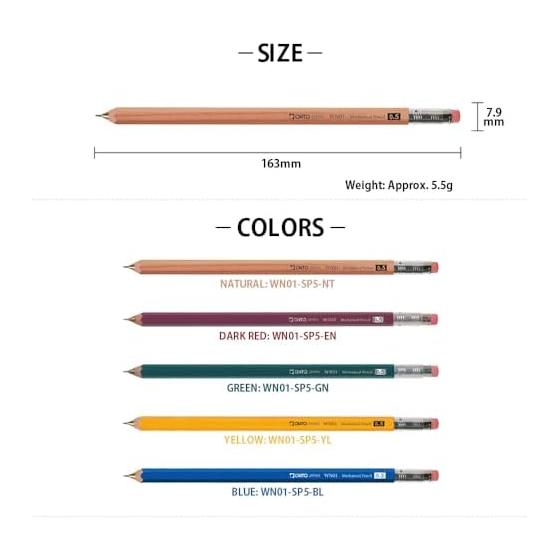 Auto Mechanical Pencil, Wooden Barrel Sharp WN01, Natural Wood Barrel Like a Pencil, Standard Long Type with Eraser, Uses Incense Cedar (Pencil