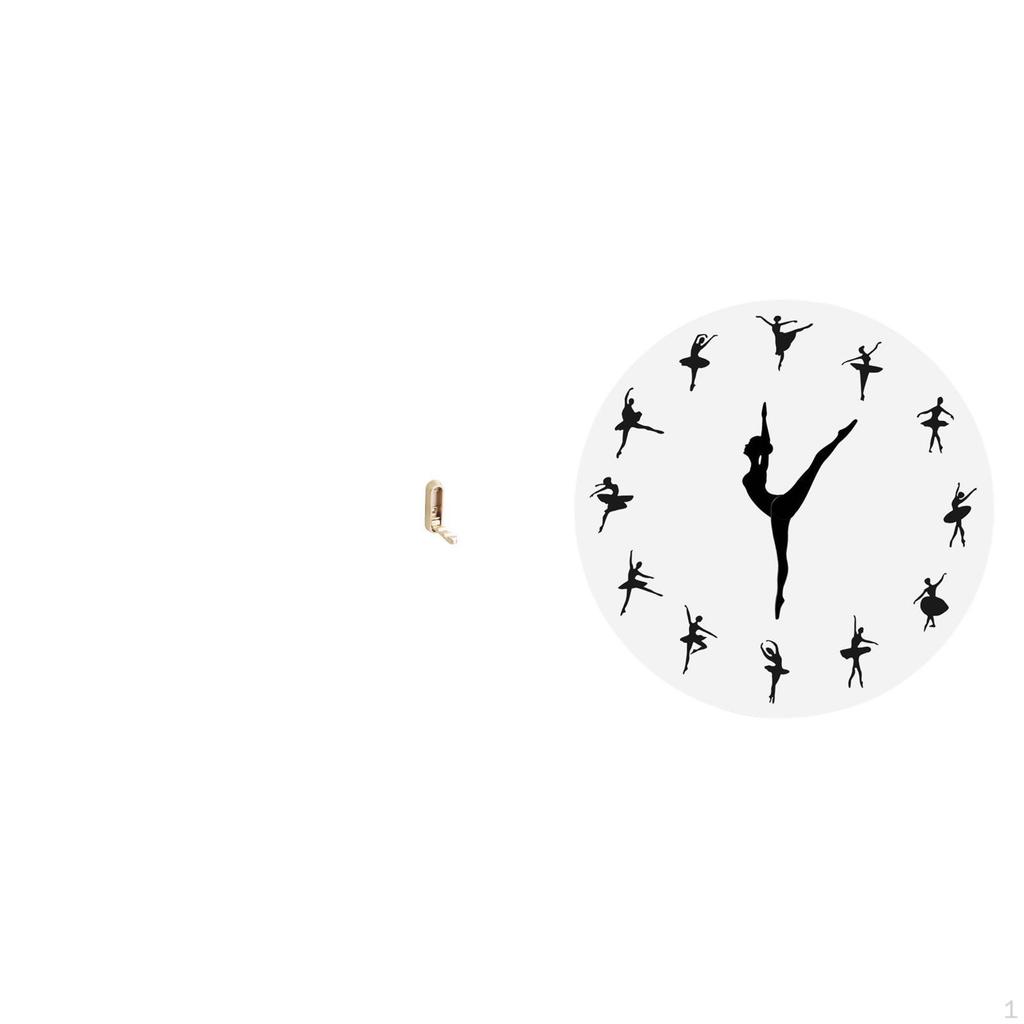 Folding Ballerina Wall Hook Organizer Ballet Dancing Girl Coat Hanger Silent Mute Clock Decorative