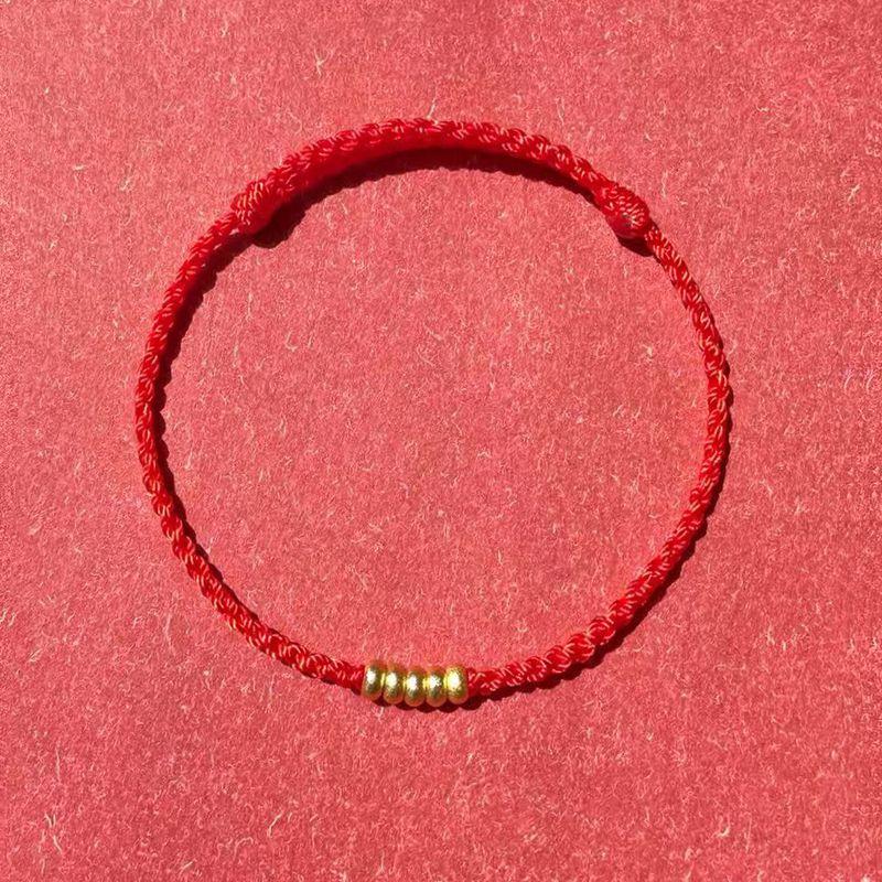Five Gods of Wealth Little Red Rope Bad Luck Gold-Plated Bracelet Recurrent Fate Year Good Luck Rope Red Rope Fortune Anklet for Women Gift