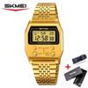 SKMEI 2460 Waterproof Digital Watch for Men Stainless Steel Sport Luxury Retro LED Electronic Mens Wristwatches Reloj Hombre