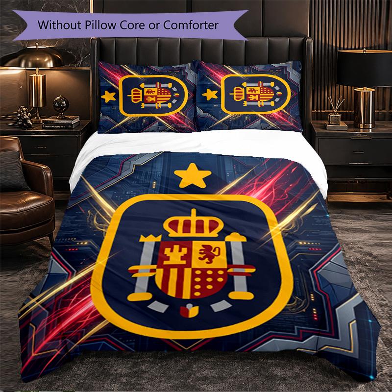 Set Lenzuola Calcio Spagna 3 Pezzi Morbida Copripiumino in Microfibra con Federe per Camera da Letto