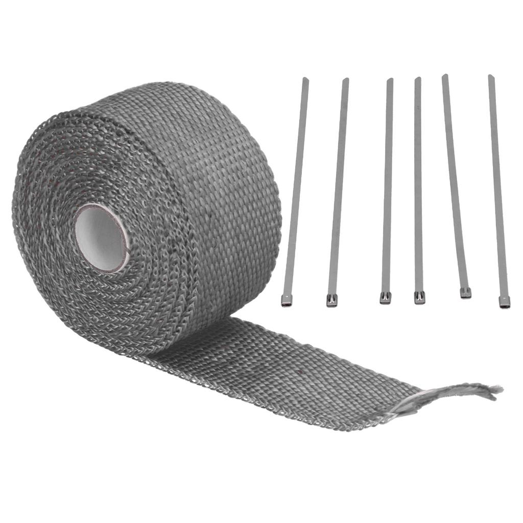 5m Exhaust Heat Wrap Insulation Tape Glass Fiber with Alloy Steel Tie for Car Motorcycle