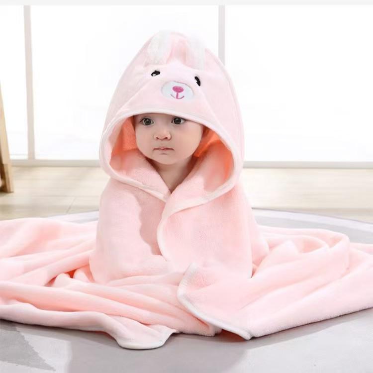 Cross-border Baby Coral Fleece Bath Towel: Hooded Baby Bathrobe & Homewear Swaddle Blanket