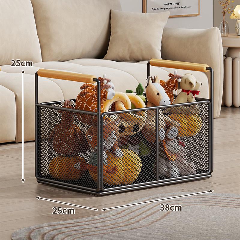 Large Plush Toy Storage Basket with Handles for Children's Dolls