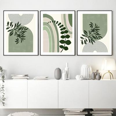Pósteres abstractos de plantas, minimalistas, geométricos, estilo boho, láminas, lienzos, pinturas, arte de pared, cuadros nórdicos para sala de estar y decoración del hogar.