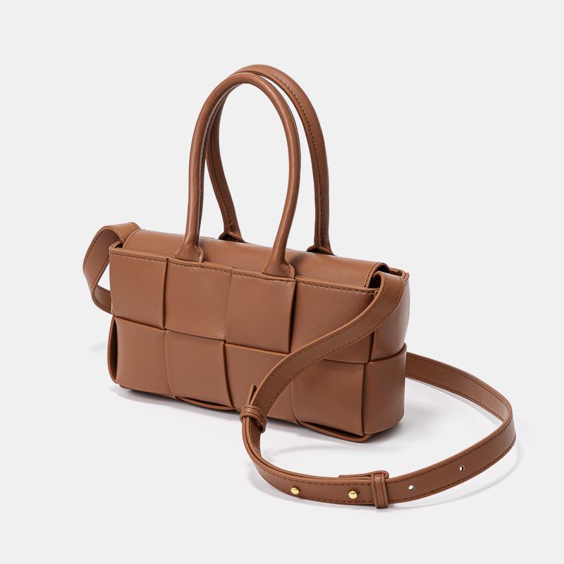 Korean Genuine Leather Woven Handbag - Stylish, High-End Crossbody & Tote for Women
