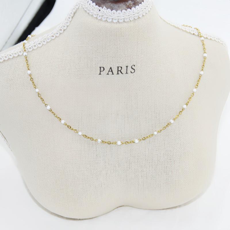 Edelstahl Tropföl Perlen-Kugelketten-Halskette – Nicht verblassend, Farberhaltend, Handgemachter DIY-Schmuck