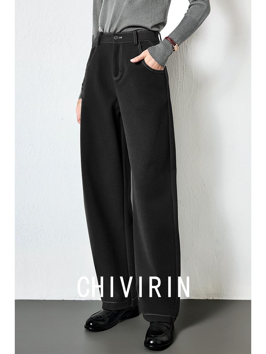 2025 Autumn/Winter Women s High-End Loose Slimming Straight Leg Commute Wide Leg Long Jeans M
