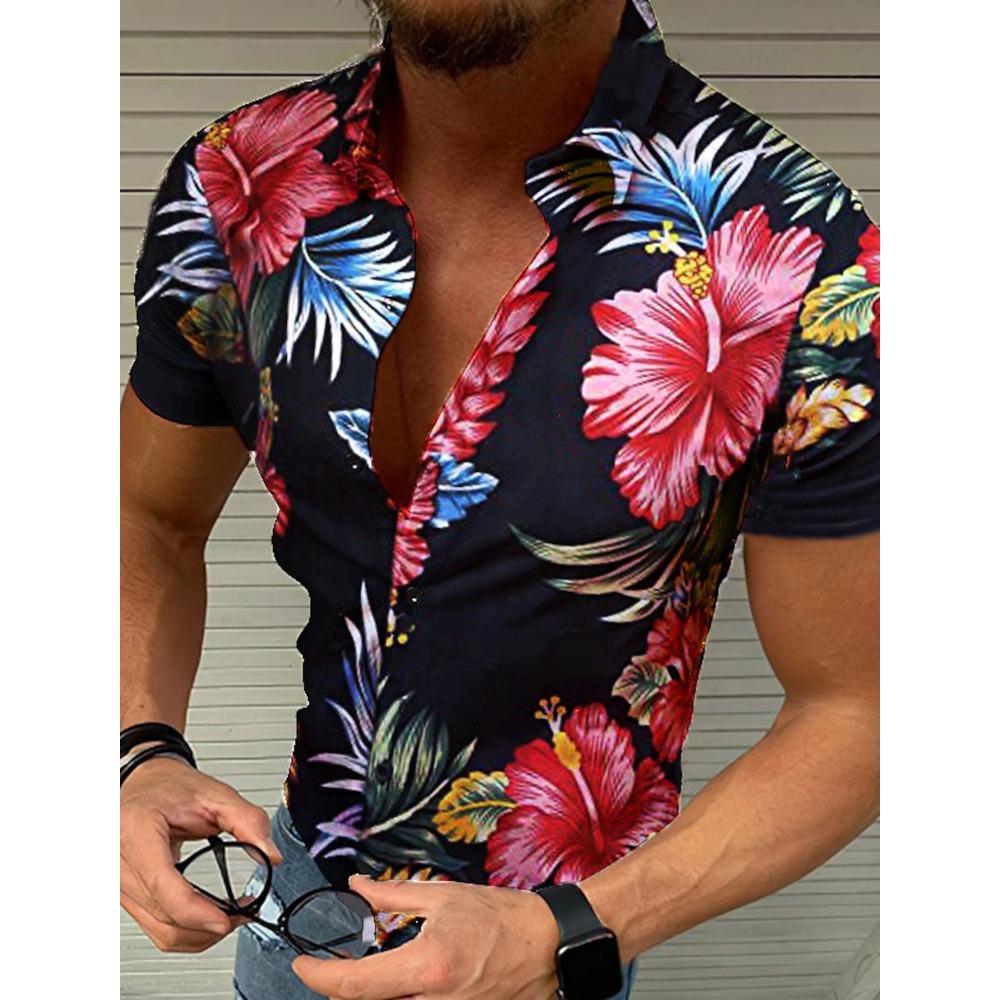 Men s Shirt Button Summer Floral Shirts for Men Street 3d Print Plus Size Hawaiian Beach Breathable Short Sleeve Women s Shirt S